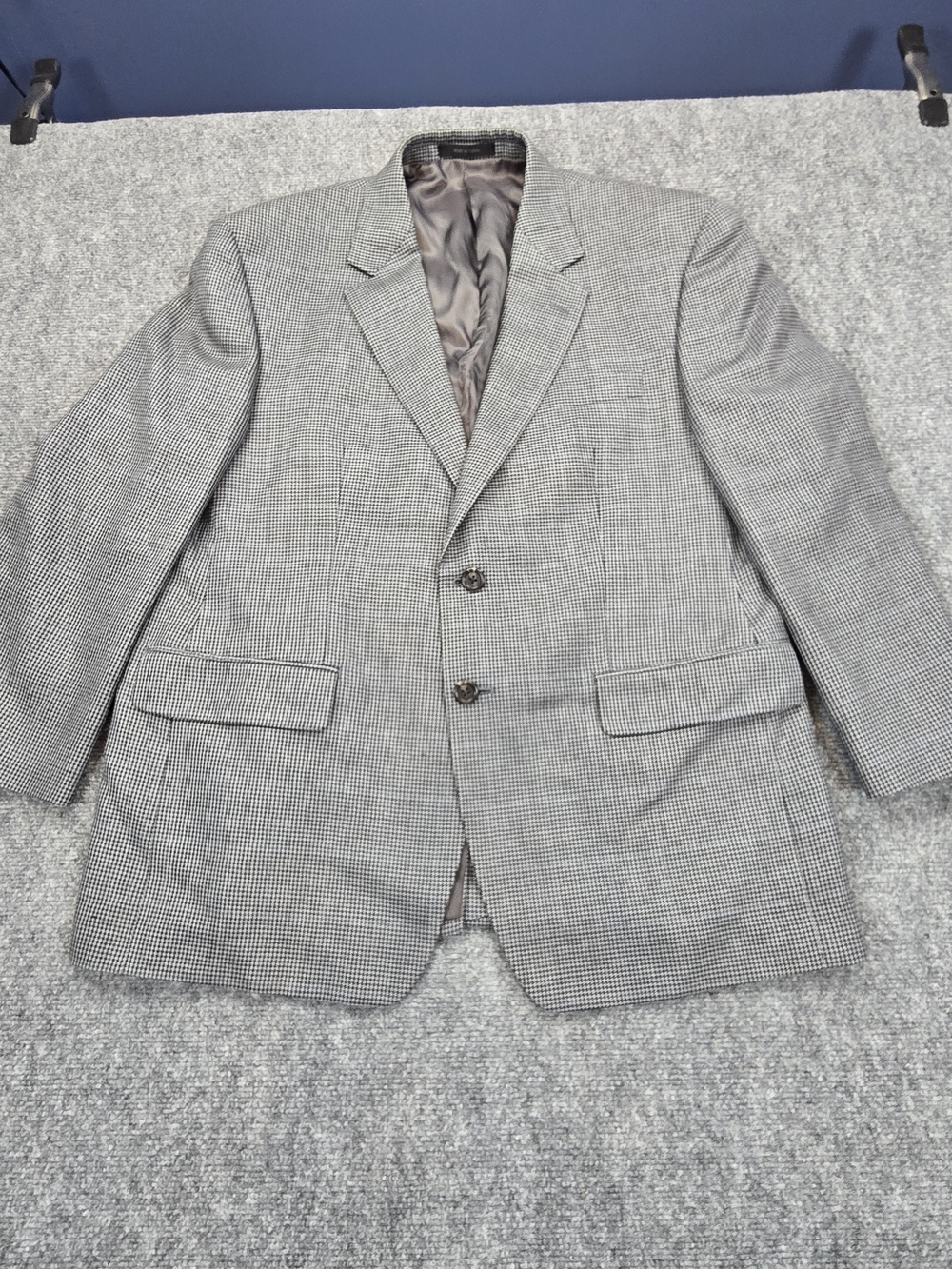 Lauren Ralph Lauren Gray Houndstooth Sport Coat Mens 42S Silk Wool 2 Button